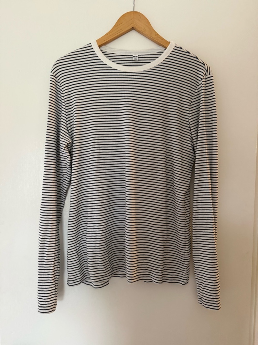 Uniqlo Women's Black & White Striped Long-Sleeve Top